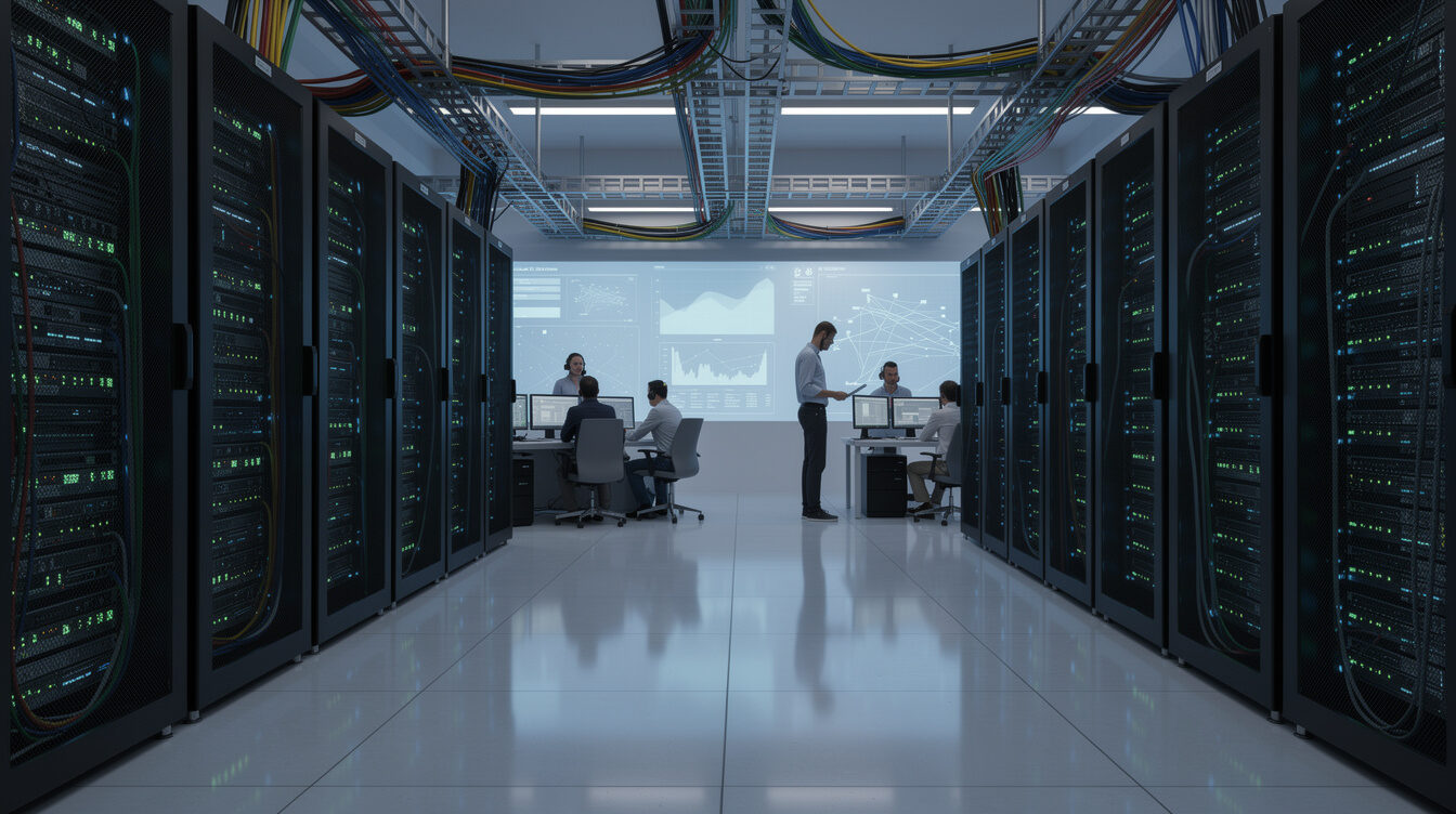 Server racks in a network operations centre