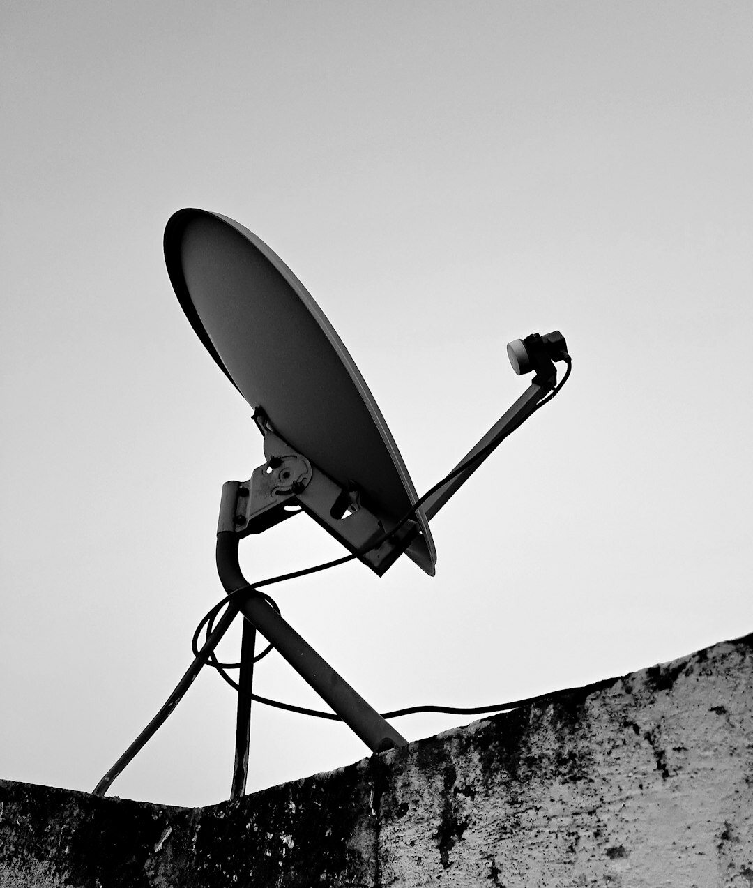 Outside broadcast van with satellite uplink dish