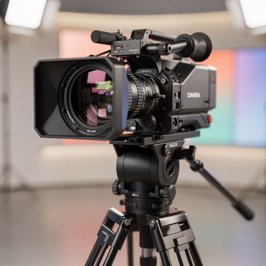 Professional broadcast camera on a tripod